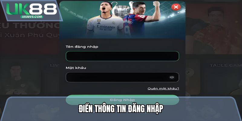 Điền thông tin đăng nhập